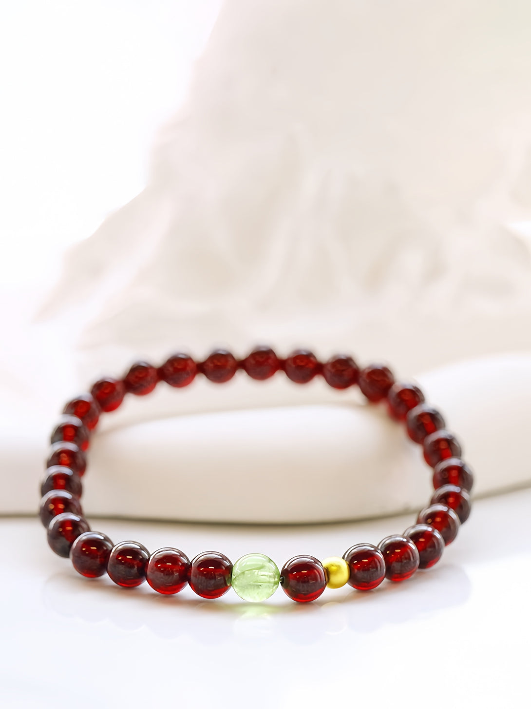 FanLin Designer Collector-Grade Natural Garnet & Prehnite Bracelet-FanLin