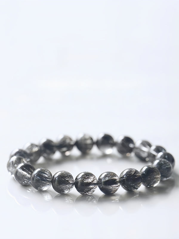 "Obsidian Sovereign" Collector's 7A Natural Black Rutilated Quartz Bracelet