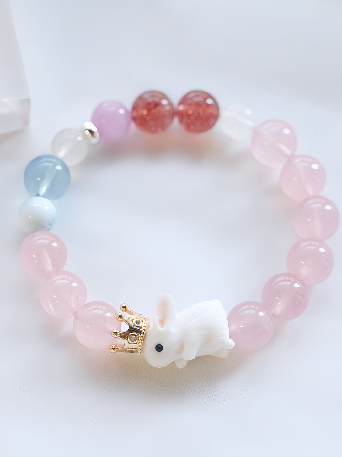 Natural Madagascar Pink Quartz, Amethyst & Aquamarine Bracelet-FanLin