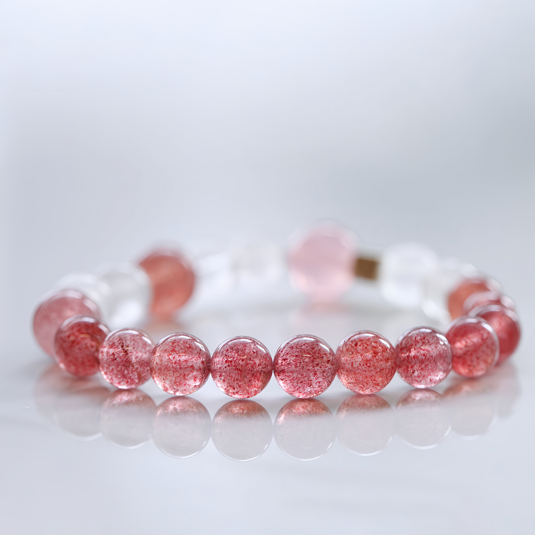 Natural Pigeon Blood Red Strawberry Quartz & Pink Quartz Bracelet-FanLin