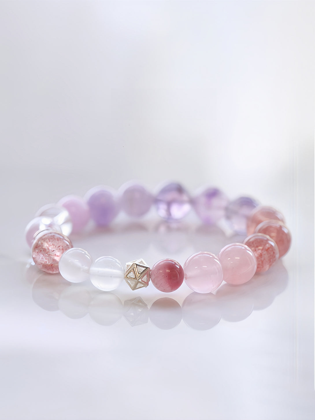 Designer Natural Pink Quartz, Tourmaline, Purple Super Seven & Strawberry Quartz Mixed Bracelet-FanLin